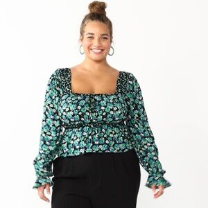 Juniors' Plus Size SO® Squareneck Peplum Blouse